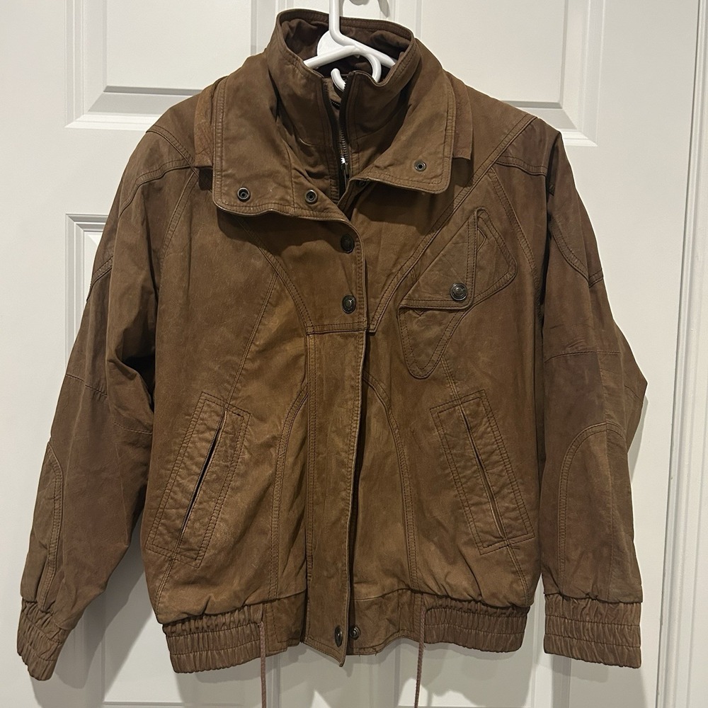 Vintage Wilson's Adventure Bound Leather Bomber Jacket Women's Small Brown 90s